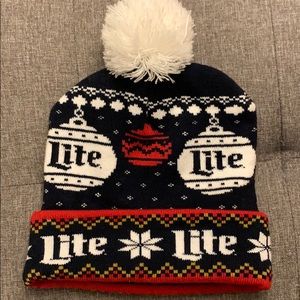 Miller Lite pom winter beanie hat